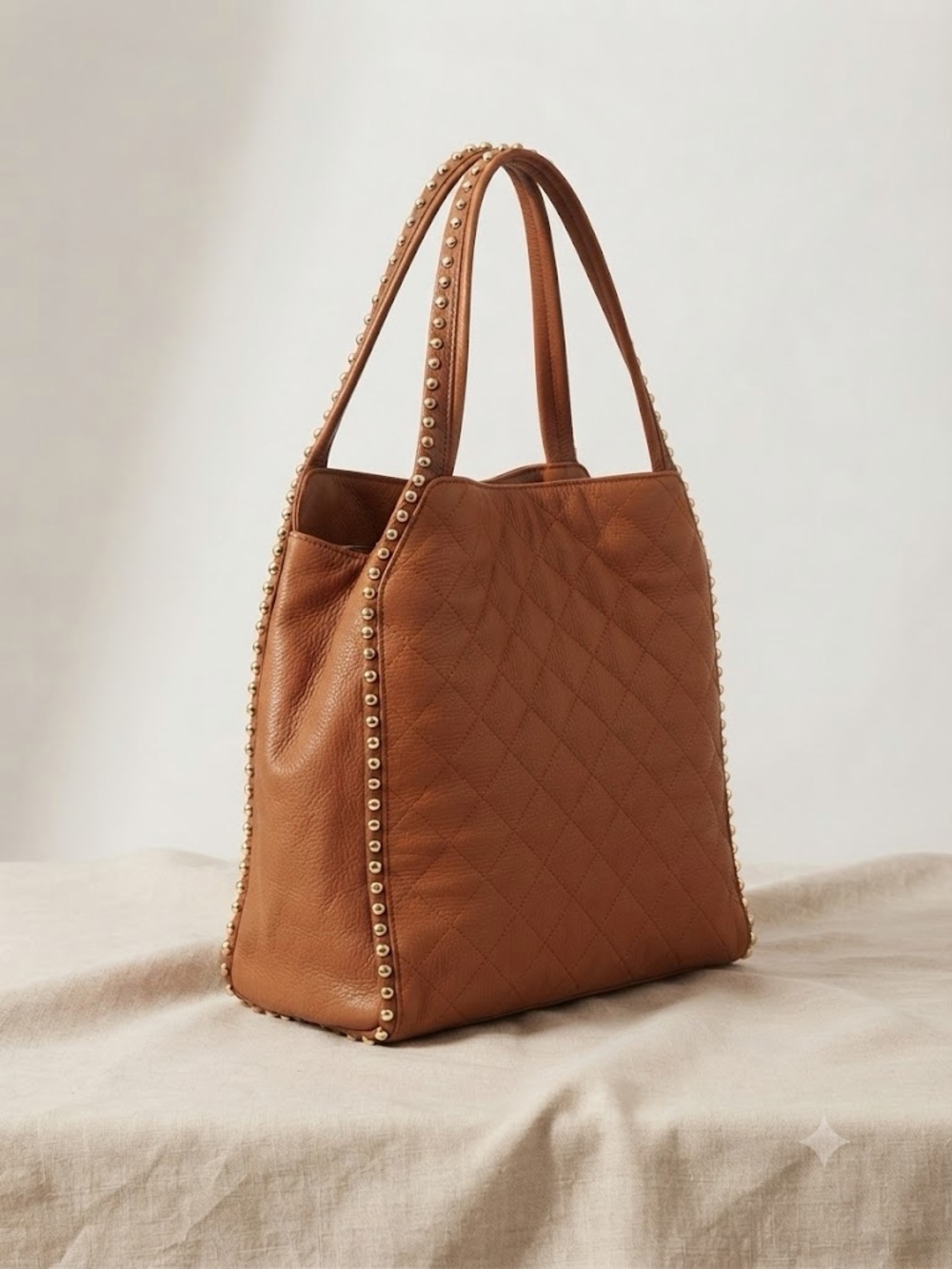STUNNING BIG BUDDHA STUDDED QUILTED FAUX LEATHER SHOULDER PURSE